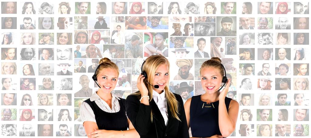 Customer service representative with headset